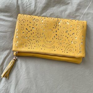 Yellow Laser-Cut Clutch